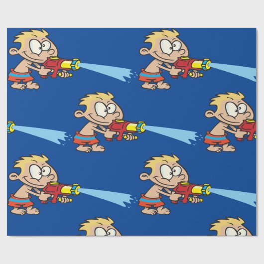 Junge mit Wasserwaffe Sommerspass Geschenkpapier (Flach)