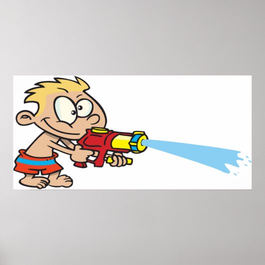 Junge mit Wasserwaffe Sommerspass Poster (Vorne)
