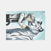 Junge mit weißem Tiger Fleecedecke (Vorderseite (Horizontal))