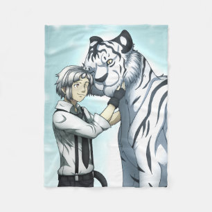 Junge mit weißem Tiger Fleecedecke