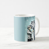 Junge mit weißem Tiger Kaffeetasse (VorderseiteRechts)