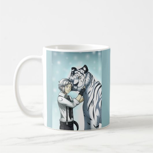 Junge mit weißem Tiger Kaffeetasse (Links)
