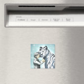 Junge mit weißem Tiger Magnet (In Situ (Geschirrspüler))