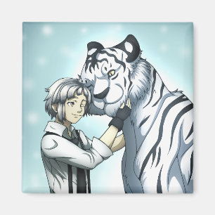 Junge mit weißem Tiger Magnet