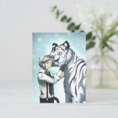 Junge mit weißem Tiger Postkarte (Stehend Vorderseite)
