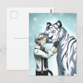 Junge mit weißem Tiger Postkarte (Vorne/Hinten)