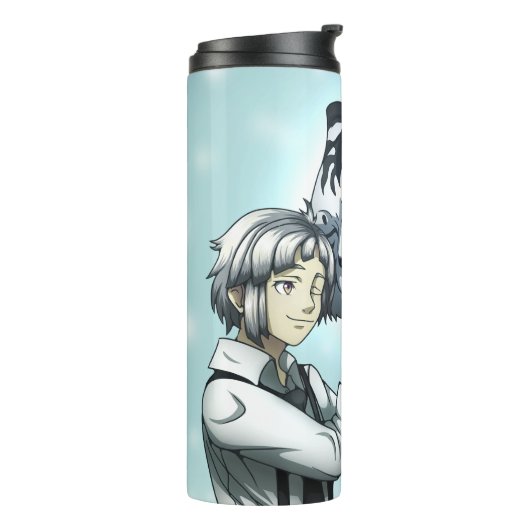 Junge mit weißem Tiger Thermosbecher (Nach links gedreht)