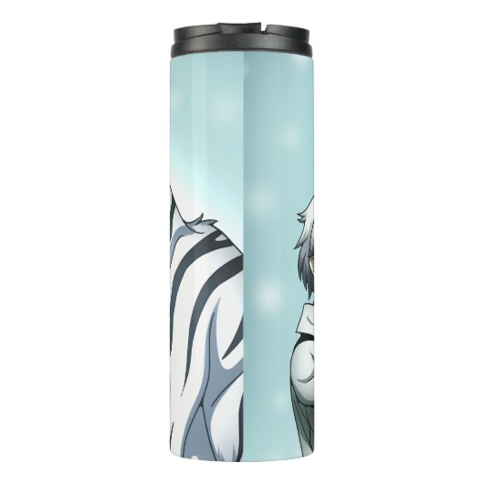 Junge mit weißem Tiger Thermosbecher (Rückseite)