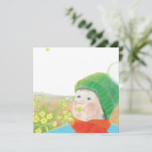 Junge mit wilden Primrosen Feiertagskarte (Stehend Vorderseite)