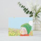 Junge mit wilden Primrosen Feiertagspostkarte (Stehend Vorderseite)