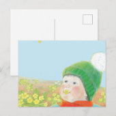 Junge mit wilden Primrosen Feiertagspostkarte (Vorne/Hinten)