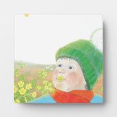 Junge mit wilden Primrosen Fotoplatte (Vorderseite)