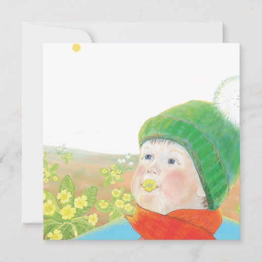 Junge mit wilden Primrosen Karte (Vorderseite)