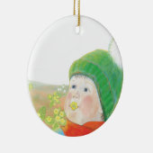 Junge mit wilden Primrosen Keramik Ornament (Rechts)