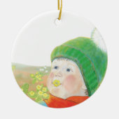 Junge mit wilden Primrosen Keramik Ornament (Vorne)