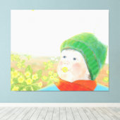 Junge mit wilden Primrosen Leinwanddruck (Insitu (Holzboden))