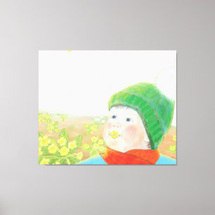 Junge mit wilden Primrosen Leinwanddruck