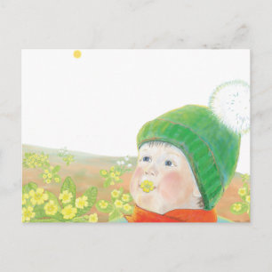 Junge mit wilden Primrosen Postkarte