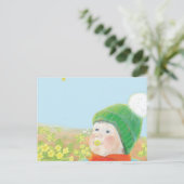 Junge mit wilden Primrosen Postkarte (Stehend Vorderseite)