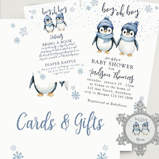 Junge mit Winterbaby-Dusche Begleitkarte