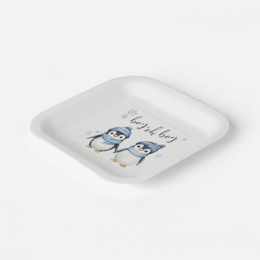 Junge mit Winterbaby-Dusche Pappteller (Gewinkelt)