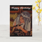 Junge mit Zauberlampe - Geburtstagskarte Karte (Gelbe Blume)