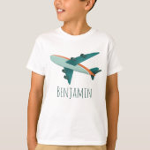 Junge moderne und Niedliche blaue Flugzeuge Kinder T-Shirt (Vorderseite)