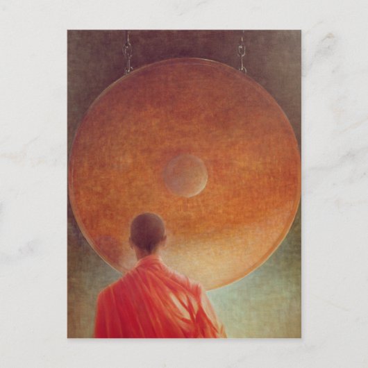 Junge Mönche mit Gong Postkarte (Vorderseite)