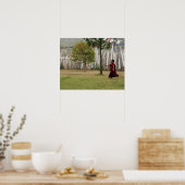 Junge Mönche und Gebetsfahnen Poster (Küche)