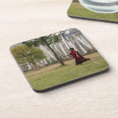 Junge Mönche und Gebetsfahnen Untersetzer (Linke Seite)