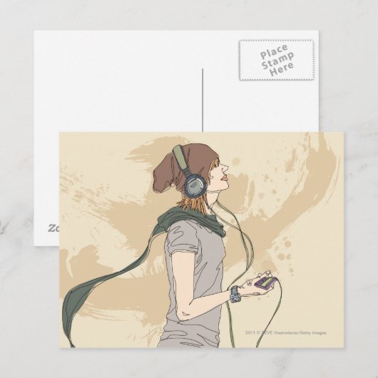 Junge Musikerin Postkarte (Vorne/Hinten)