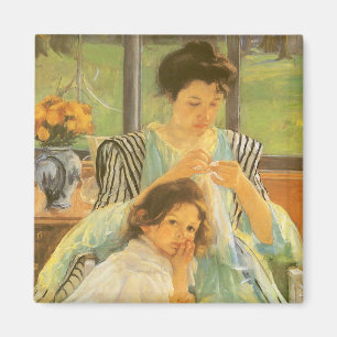 Junge Mutter beim Nähen von Mary Cassatt, Vintage  Magnet