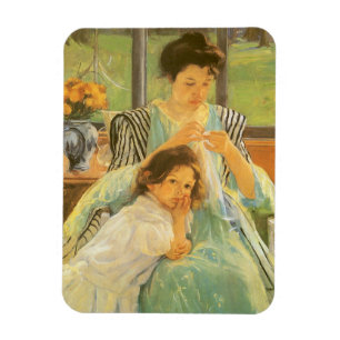 Junge Mutter beim Nähen von Mary Cassatt, Vintage  Magnet