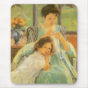 Junge Mutter beim Nähen von Mary Cassatt, Vintage- Mousepad