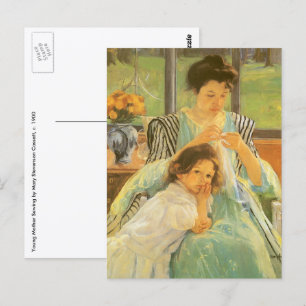 Junge Mutter beim Nähen von Mary Cassatt, Vintage- Postkarte