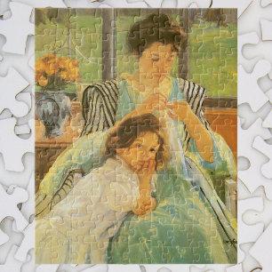 Junge Mutter beim Nähen von Mary Cassatt, Vintage- Puzzle