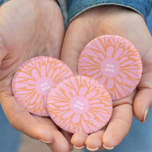 Junge Mutter Blütenplatte pastellrosa Button