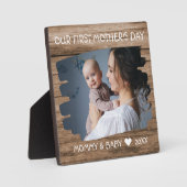 Junge Mutter der ersten Mütter Baby Foto Keepake W Fotoplatte (Vorderseite)