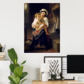 Junge Mutter, die ihr Kind anscheut Poster (Heimbüro)