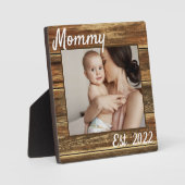 Junge Mutter Erster Muttertag Rustikales Holz scha Fotoplatte (Vorderseite)
