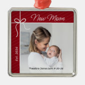 Junge Mutter Erstes Foto Ornament Aus Metall (Vorne)