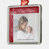 Junge Mutter Erstes Foto Ornament Aus Metall (Links)