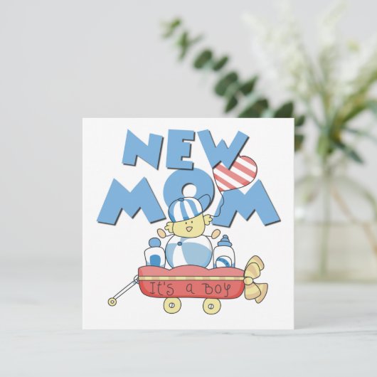 Junge Mutter Es ist ein Junge Geschenke Ankündigung (Stehend Vorderseite)