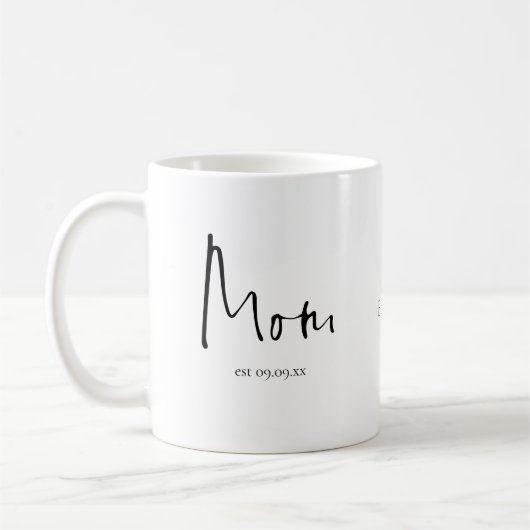 Junge Mutter Est Date Name Script Kaffeetasse (Links)
