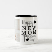 Junge Mutter Foto zum 1. Muttertag Zweifarbige Tasse (Mittel)