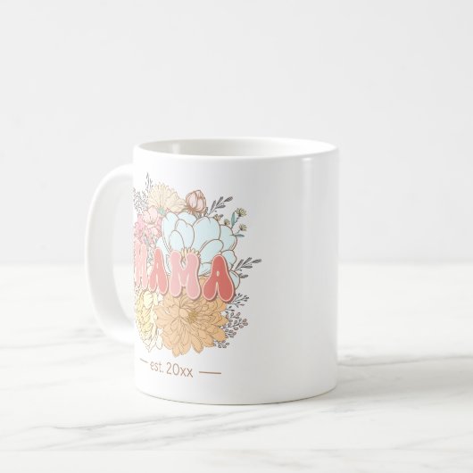 Junge Mutter für Mama Retro-Blumenpastel Kaffeetasse (Vorderseite Links)
