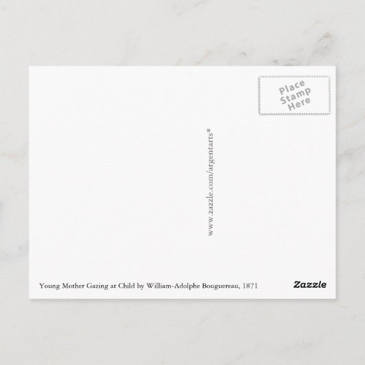 Junge Mutter Gazan Child von Bouguereau Postkarte (Rückseite)