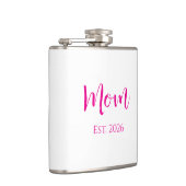 Junge Mutter Hot Pink Elegant Script Muttertag Flachmann (Rechts)
