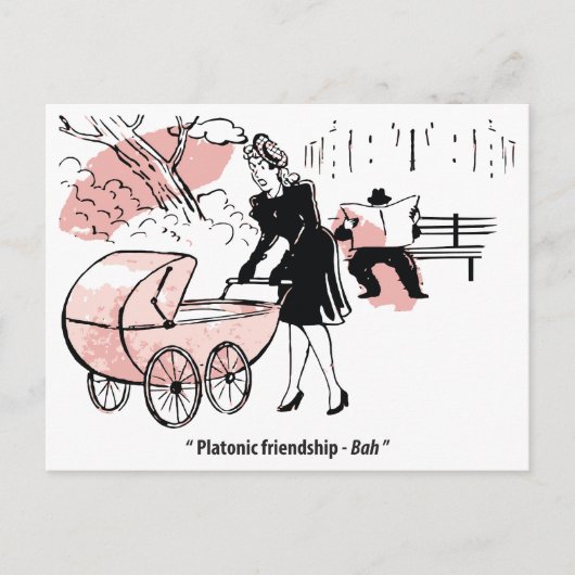 Junge Mutter mit Baby, Kinderwagen, Humor, Lustig Postkarte (Vorderseite)