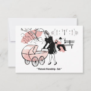 Junge Mutter mit Baby Stroller, lustig Save The Date